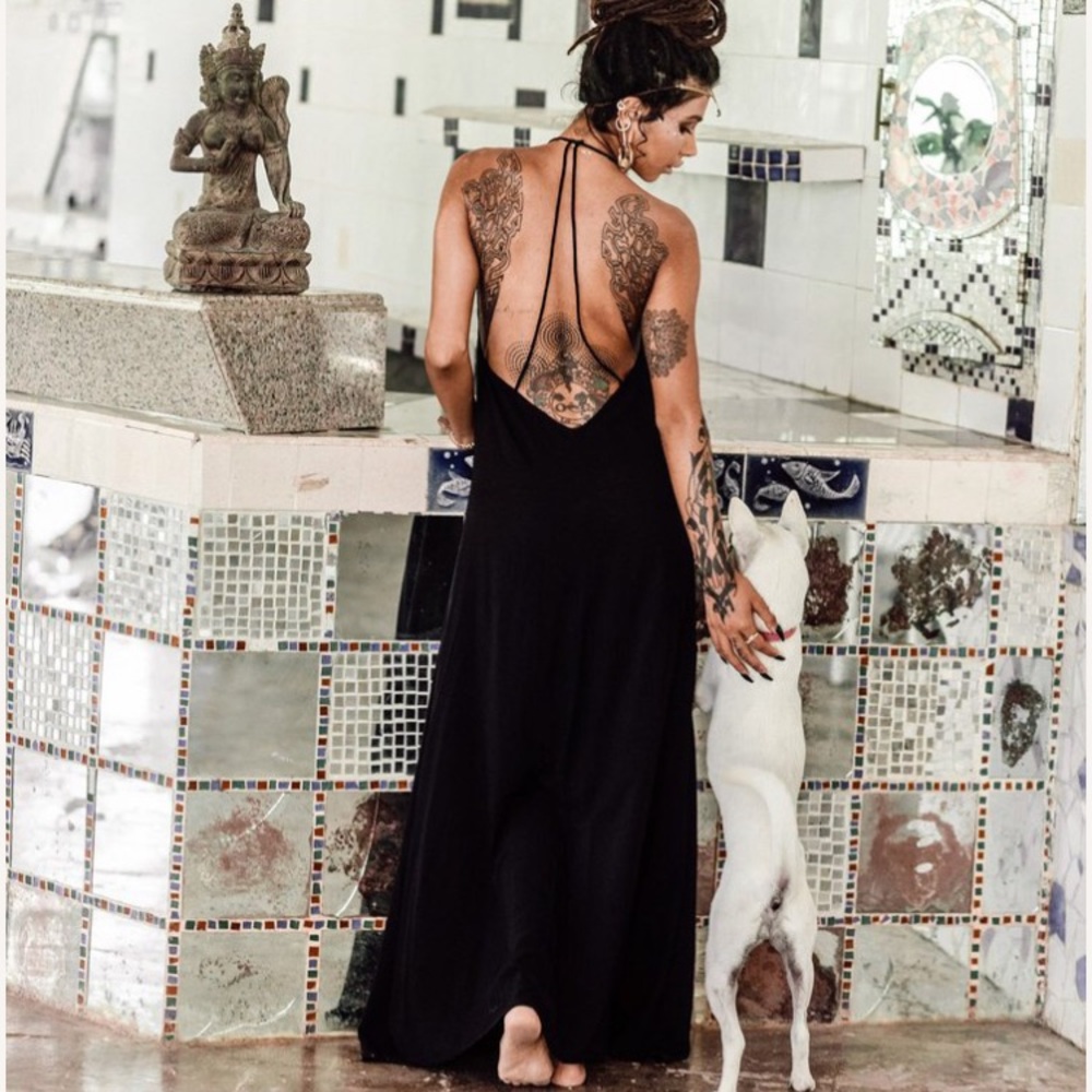 Black strappy maxi dress